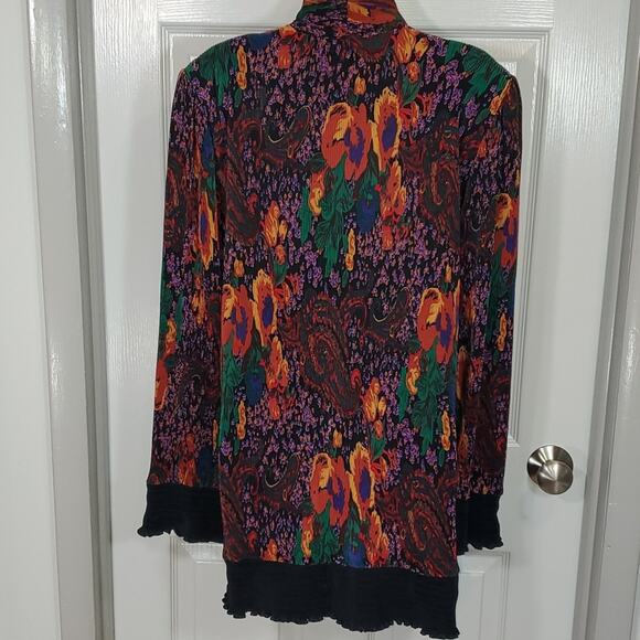Smart Woman Plisse Pleat Colorful Art To Wear Jacket Cardigan SZ 14 - Picture 4 of 9